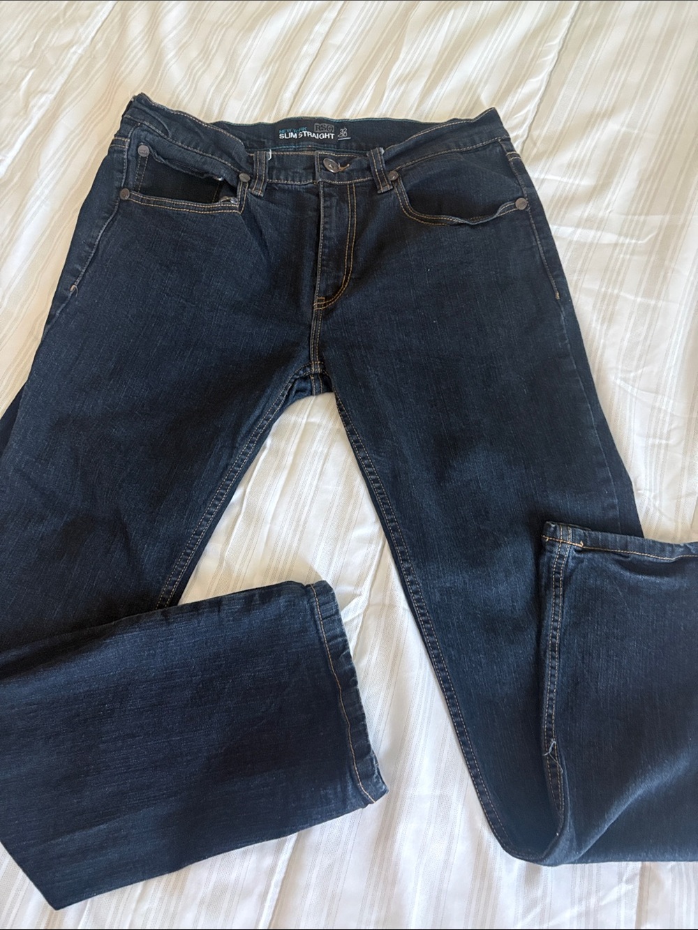 RSQ Men’s Slim Straight Jeans in Dark Blue Denim